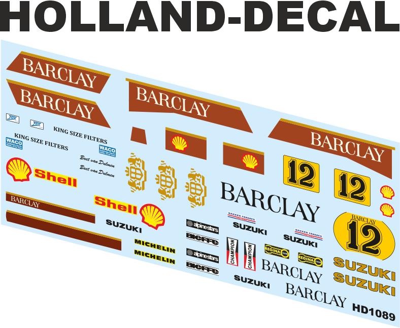 Decals Suzuki RG500 Barclay Boet van Dulmen 1/12, Overige merken, Verzenden, Nieuw, Groter dan 1:32