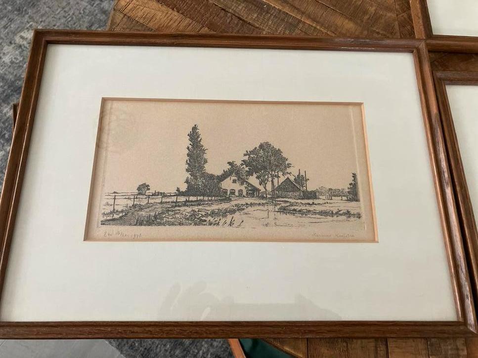 Ets Harmen Kooistra - Landschap met boerderij, Ophalen