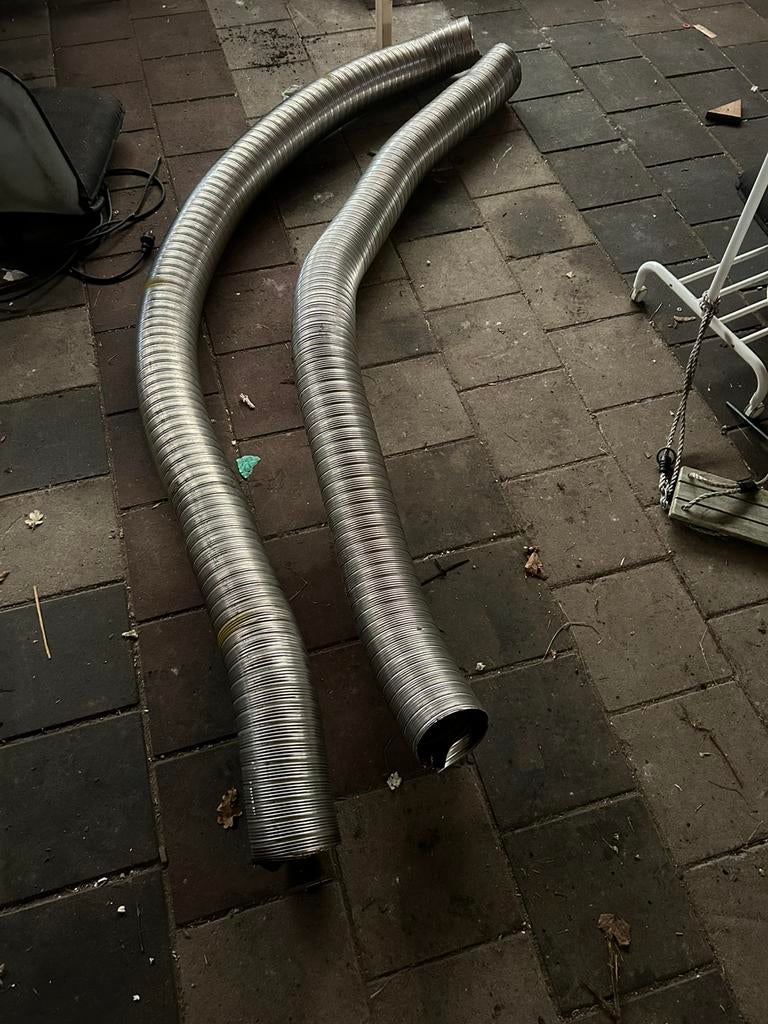 Rvs flexibele dubbelwandig 150mm rookkanaal buis, Ophalen, Inbouw, Hout, Nieuw