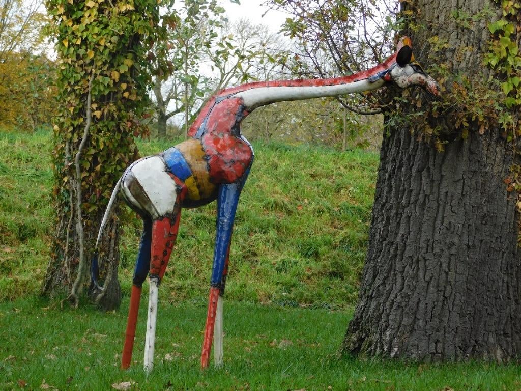 Giraffe ''Balou'' XL - 165 x 150 cm - Handgemaakt Kunstwerk, Verzamelen, Beelden en Beeldjes, Zo goed als nieuw, Dier, Ophalen of Verzenden