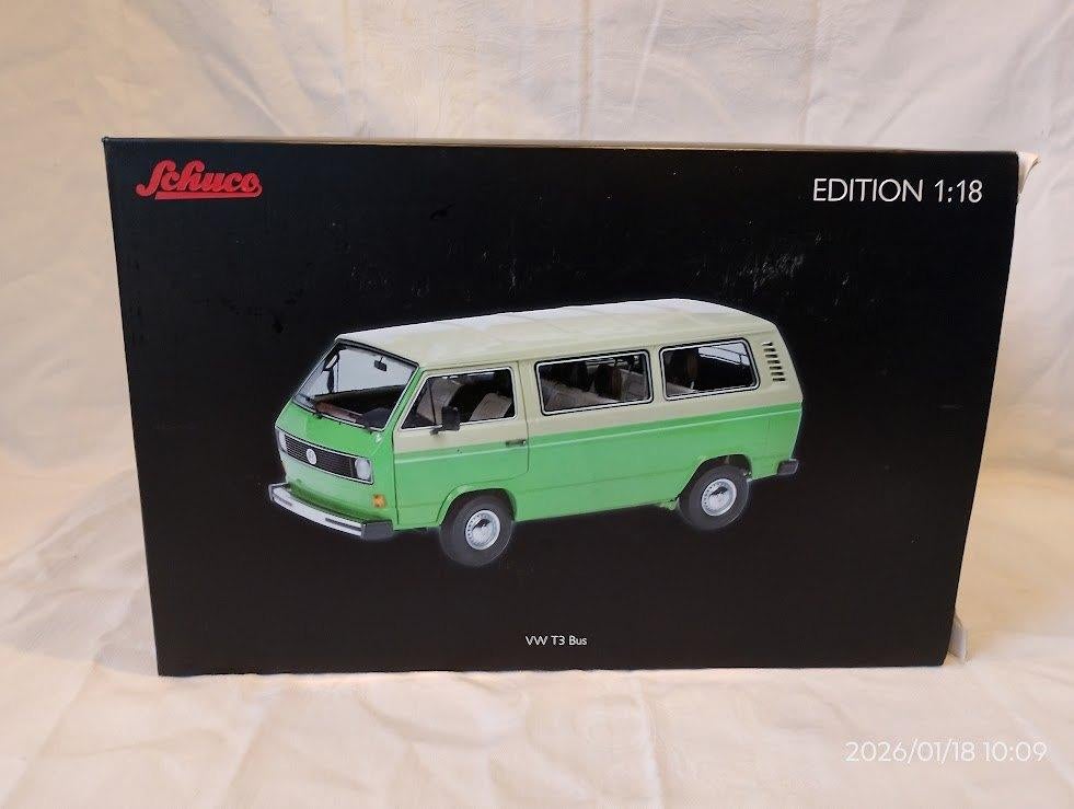 Volkswagen T3 Bus Groen/wit 1:18 Schuco., Hobby en Vrije tijd, Modelauto's | 1:18, Ophalen of Verzenden, Nieuw, Auto, Overige merken