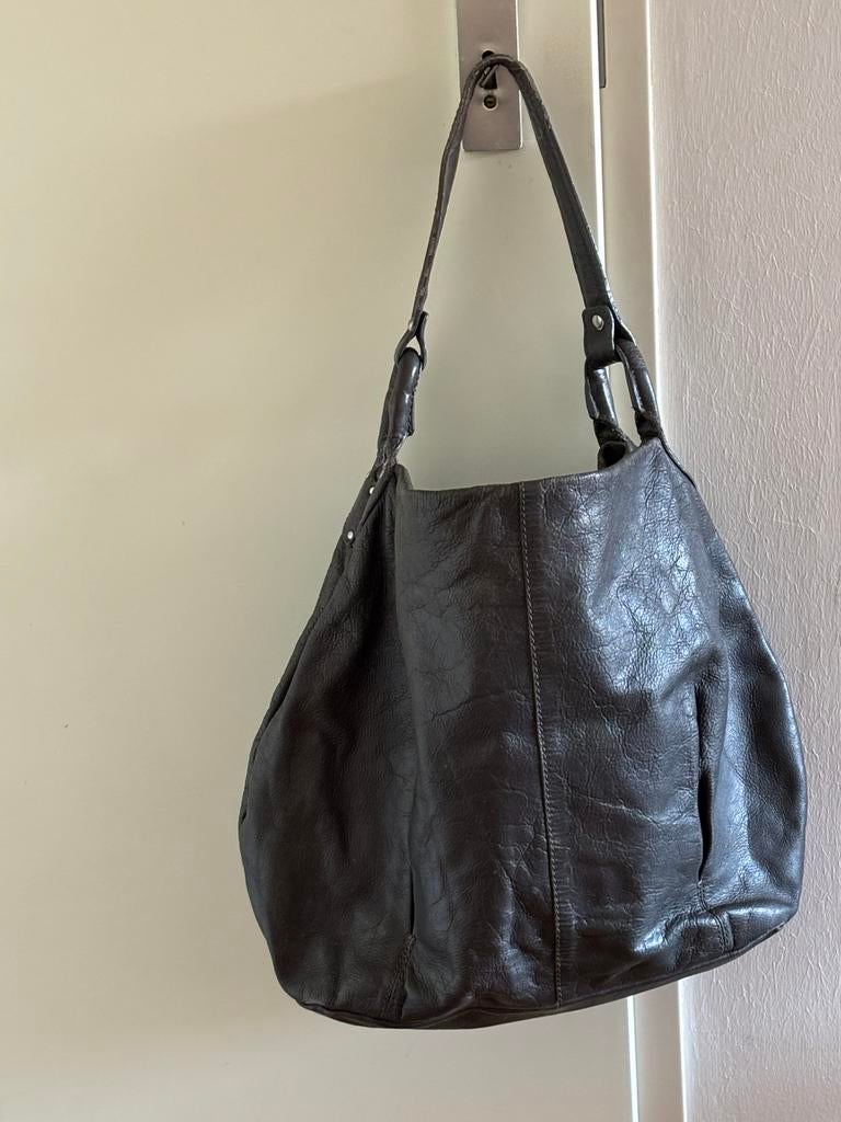 BK-Y  ( Berkly) grijze leren tas, Ophalen of Verzenden, Zo goed als nieuw, Grijs