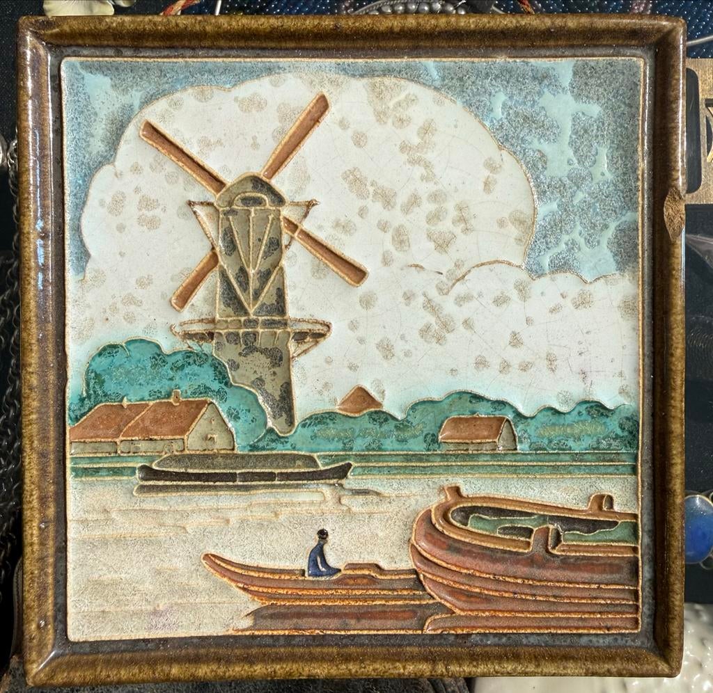 Cloisonne tegel Delfts aardewerk, Ophalen of Verzenden