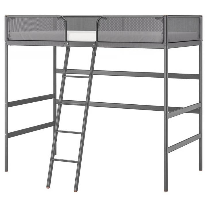 TUFFING Loft bed frame, dark grey, 90x200 cm, Ophalen, 90 cm, Eenpersoons, 160 tot 180 cm