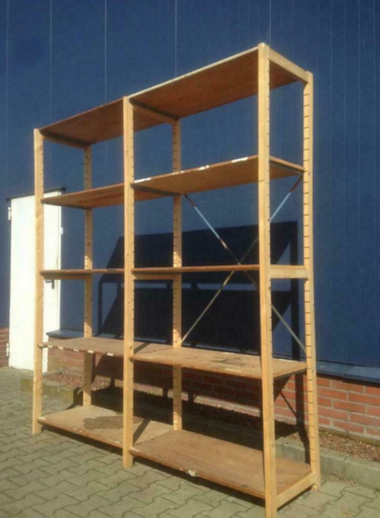 Foto 2 van Opruiming houten stelling stellingkast magazijnstelling kast
