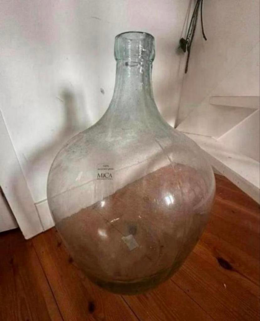 Oude grote gistfles / brocante grote gistfles - blauw, Huis en Inrichting, Woonaccessoires | Vazen, Ophalen, Overige kleuren, Minder dan 50 cm