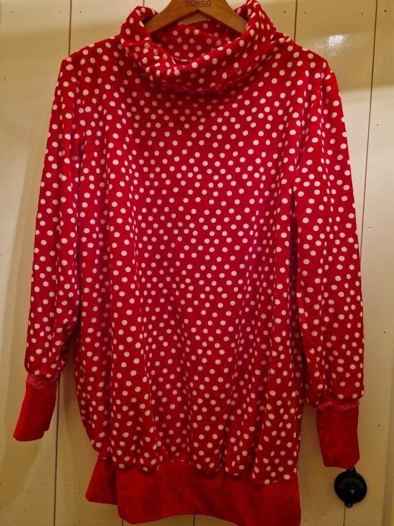 ELIZZ ROOD ❤️ MET WITTE STIPPEN POLKADOT DOTS TRUI MAAT 48, Kleding | Dames, Ophalen of Verzenden, Zo goed als nieuw, Maat 46/48 (XL) of groter