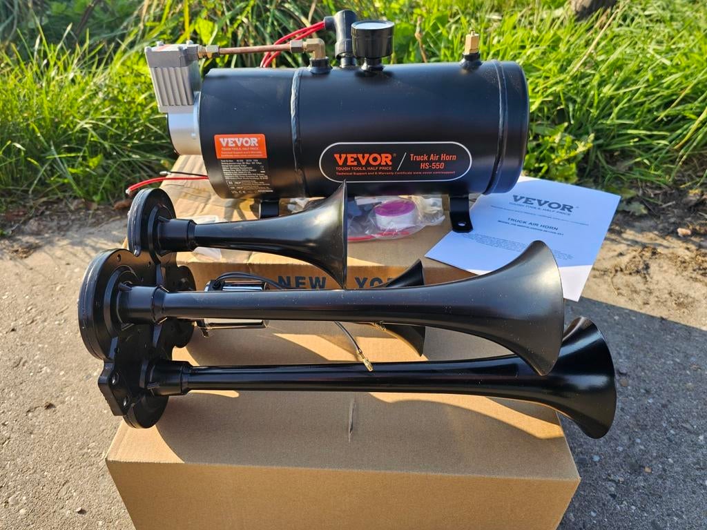 12v train horn - luchthoorn kit nieuw in doos 150dB, Ophalen of Verzenden