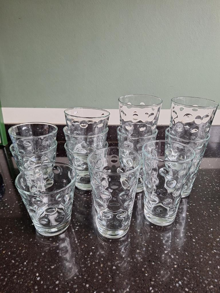 12 Limonade Glazen - Verschillende Hoogtes, Ophalen, Zo goed als nieuw