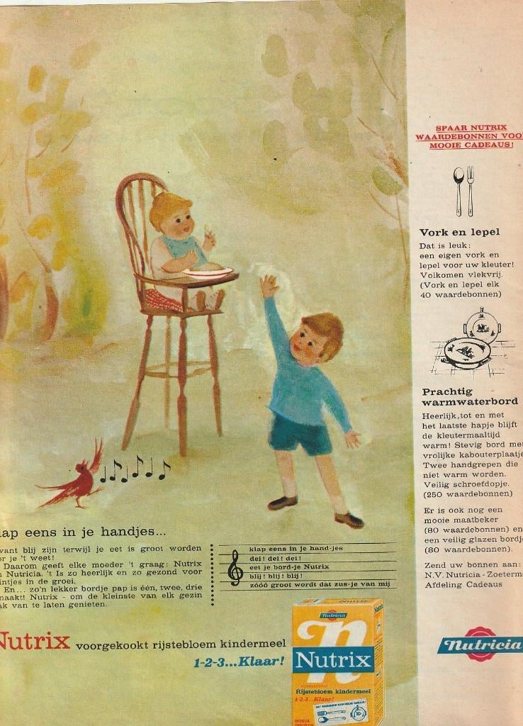 Retro reclame 1962 Nutricia Nutrix klap 'ns in je handjes, Verzenden, Overige typen