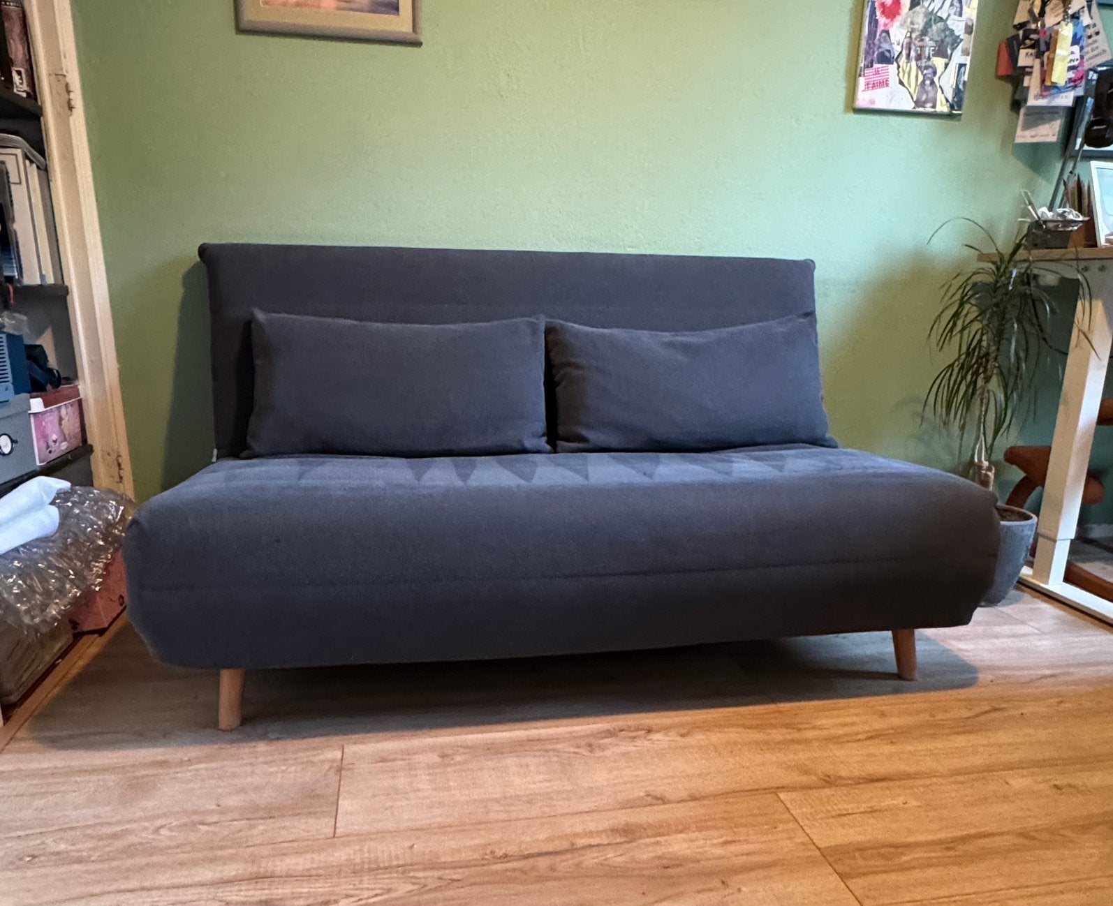 Sofa bed click-clack bank couch Maisons du monde, Ophalen, Gebruikt, 90 cm, Blauw