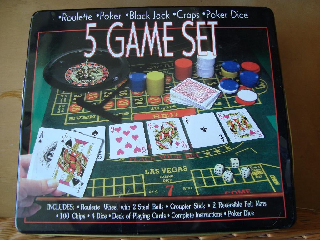 5 game set in blik, Ophalen of Verzenden, Zo goed als nieuw