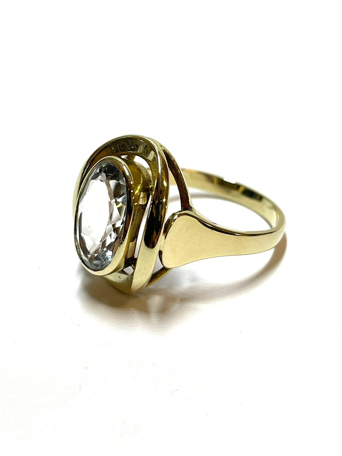 14k gouden ring met een aquamarijn, 18 tot 19, -, -, Ophalen of Verzenden