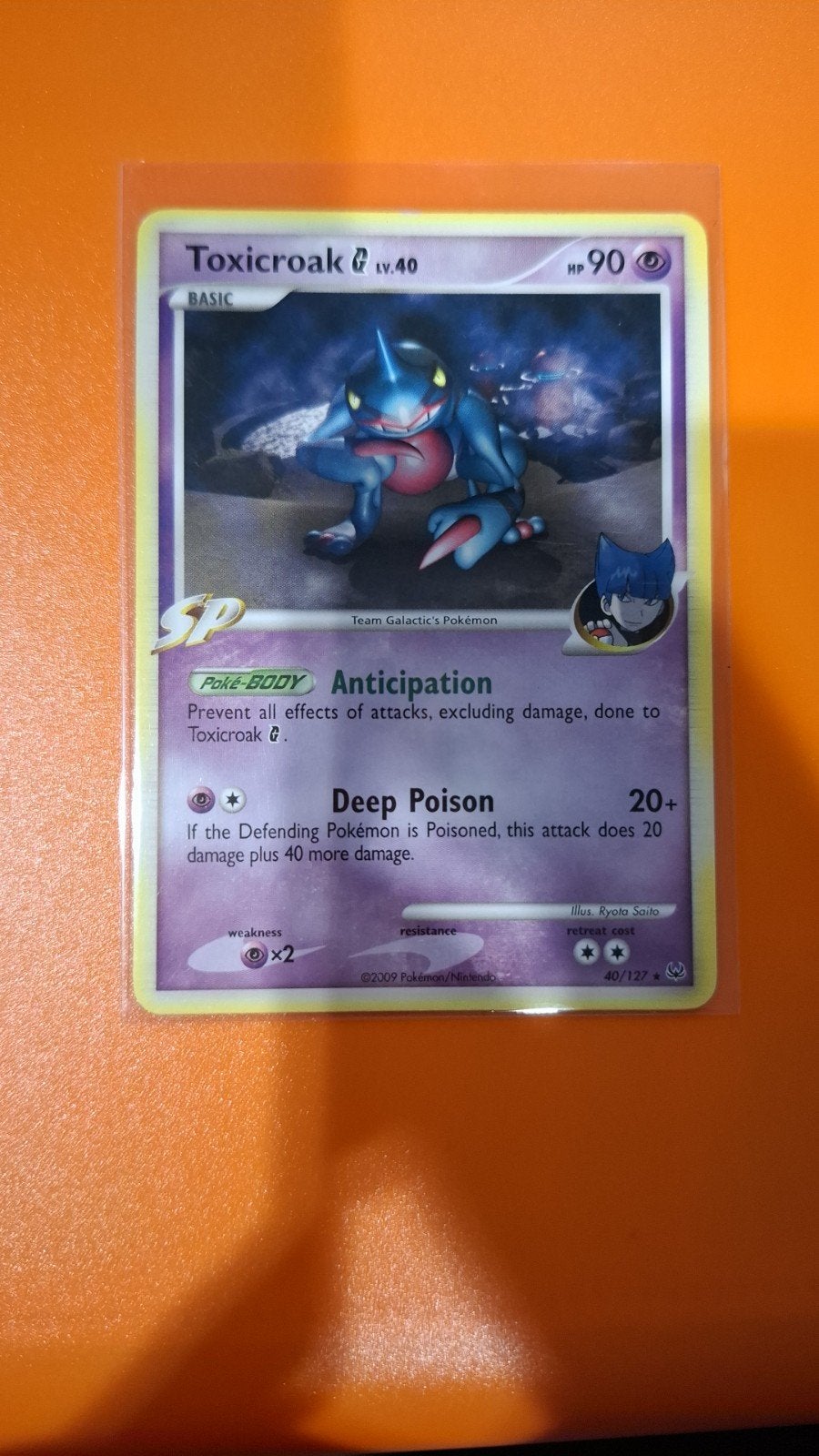 Toxicroak, Pokemon, 40/127, Platinum, Ophalen of Verzenden, Zo goed als nieuw, Losse kaart, Foil