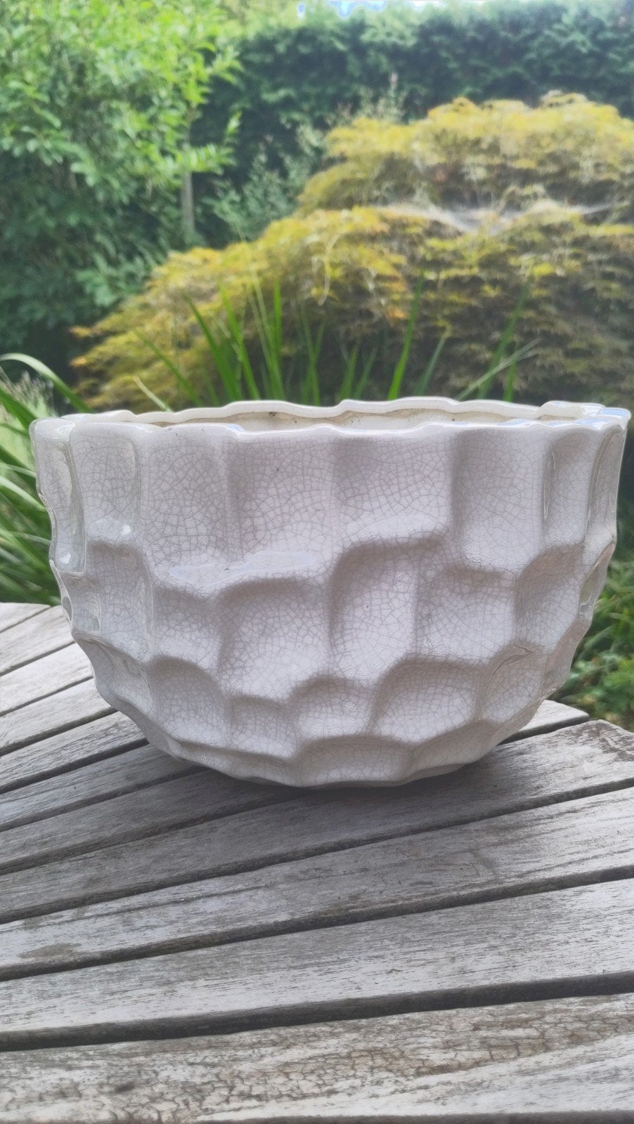 Witte bloempot met craquelé effect - PTMD Collection, Ophalen, Gebruikt, 40 cm of meer, Minder dan 40 cm