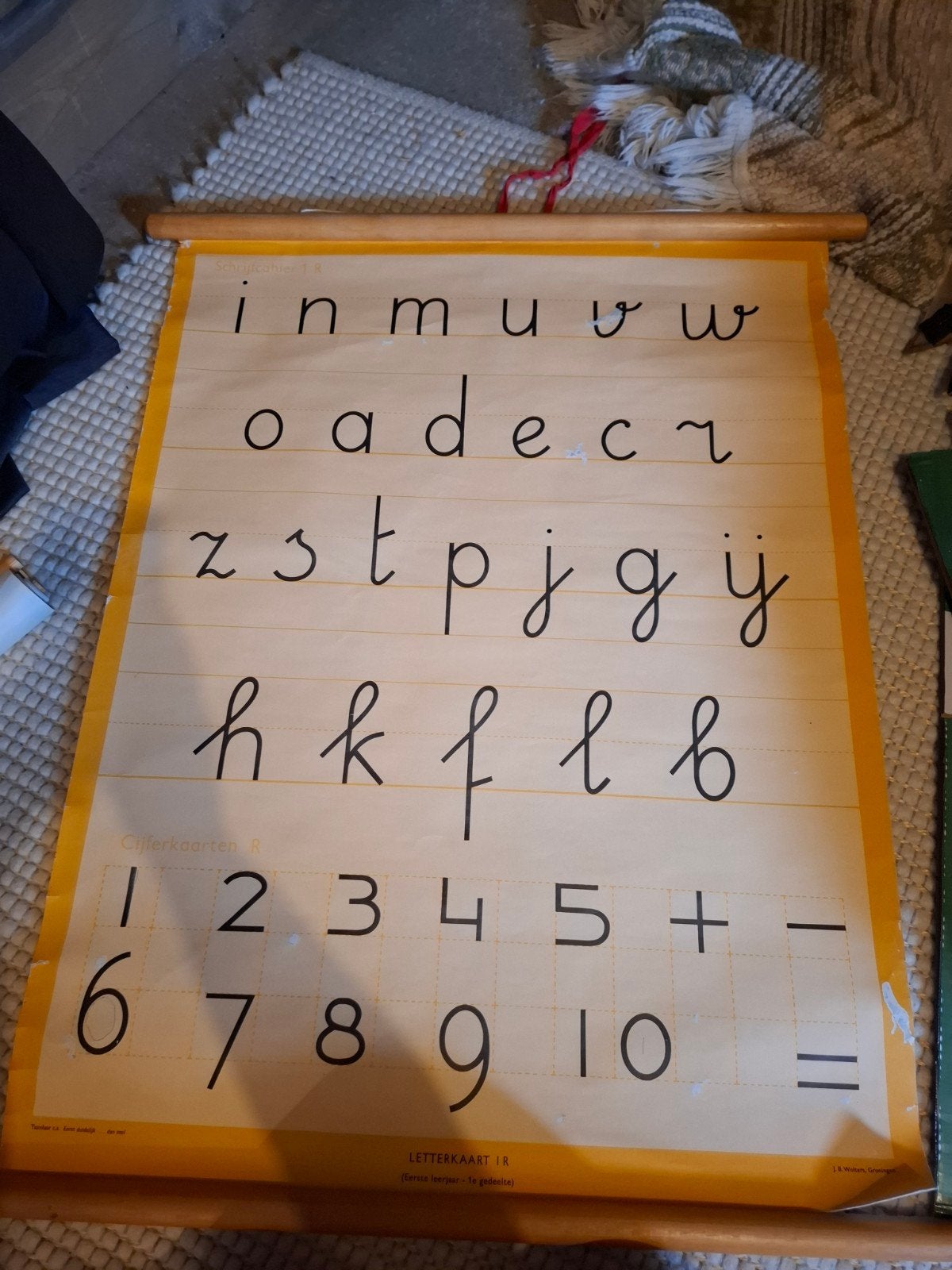 Vintage Schoolplaat Letterkaart 1R - Alfabet en Cijfers, Ophalen of Verzenden