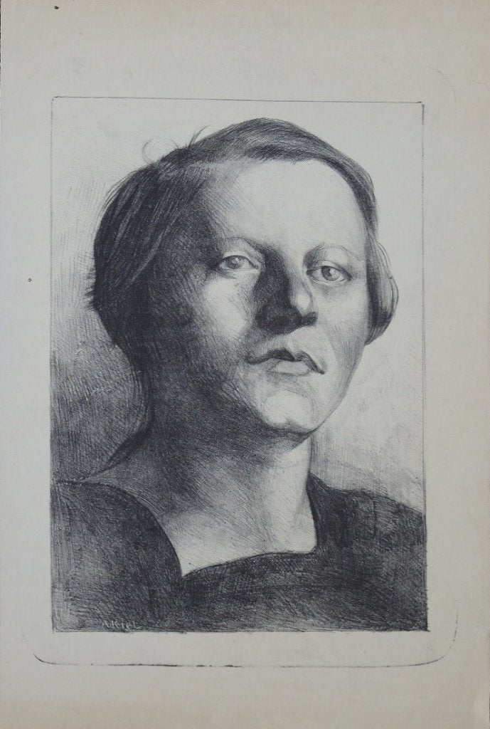 A. Kiel litho "Zelfportret", Origineel, Ophalen, Portret en Figuren, Lithografie