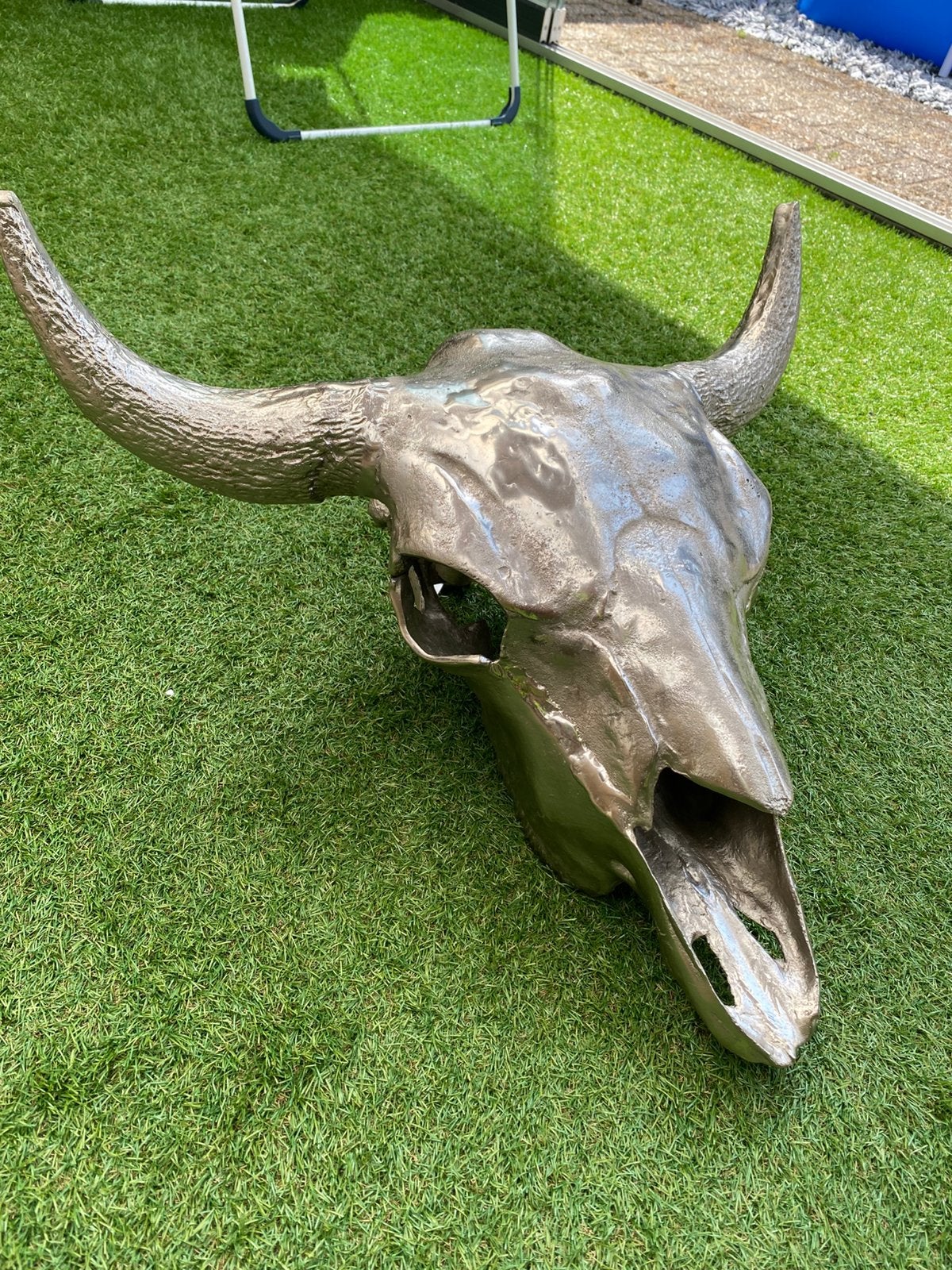 Ijzeren stier/buffelschedel, Ophalen of Verzenden, Zo goed als nieuw, Beeldje of Figuurtje