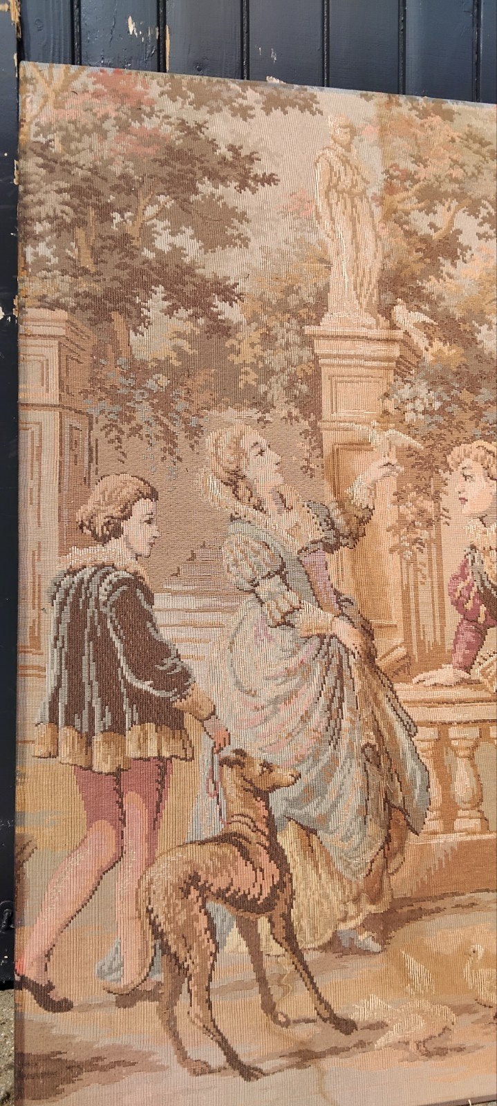 Vintage Frans/Belgisch gobelin wandtapijt met rococo scène, Ophalen