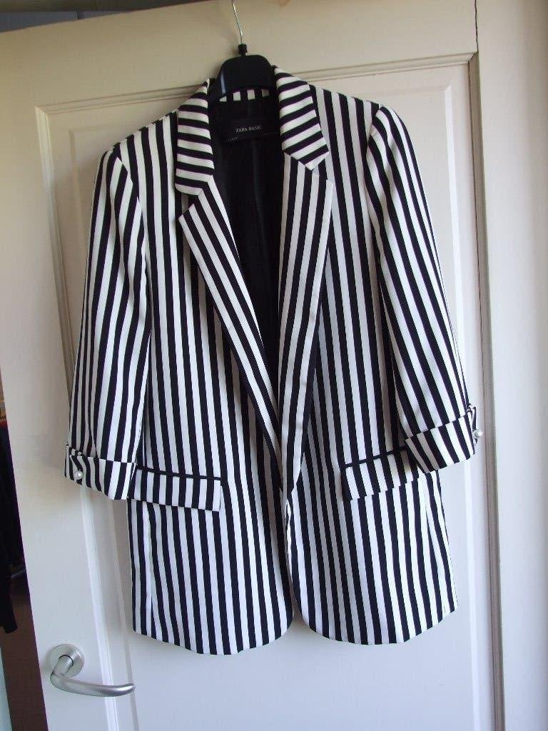 Zara zwart zwart/wit gestreepte colbert met 3/4 mouwen, Kleding | Dames, Maat 38/40 (M), Overige kleuren, Zara, Nieuw