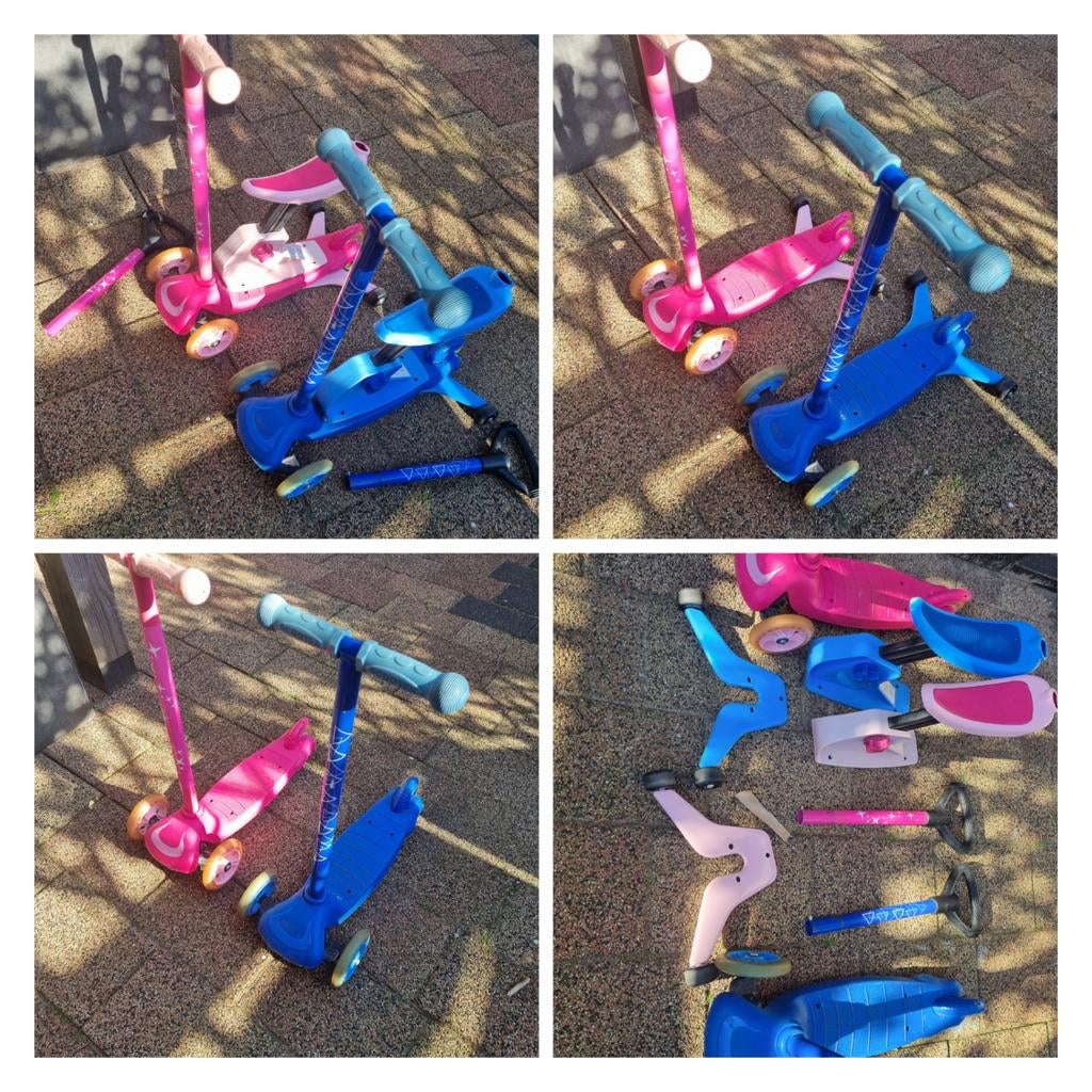 Loopfiets Step 4-in-1 met Duwstang - Roze & Blauw, Ophalen of Verzenden, Gebruikt, Overige typen, Onbekend