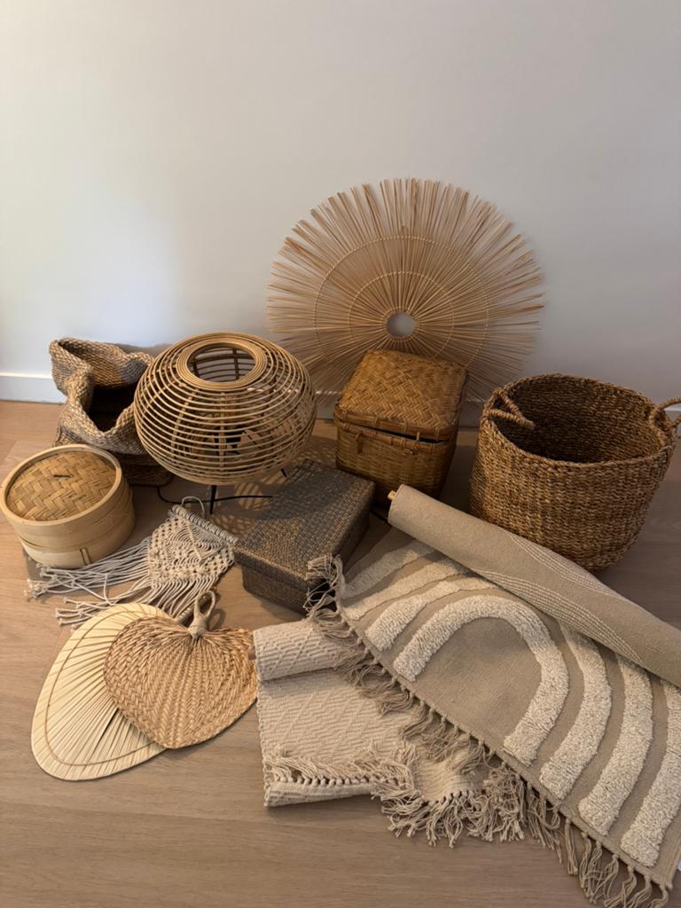 Diverse rieten / bohemian woonaccessoires, Huis en Inrichting, Woonaccessoires | Overige, Ophalen, Zo goed als nieuw