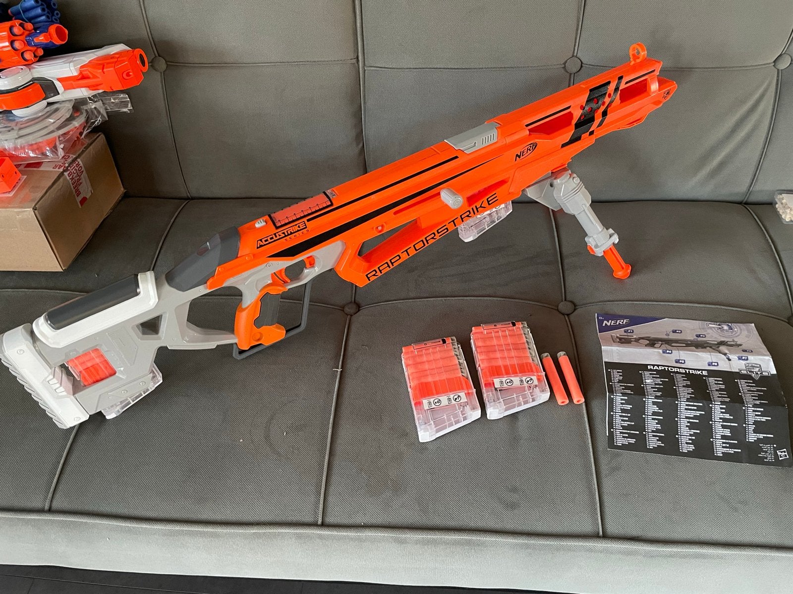 Nerf RaptorStrike met 4 magazijnen en pijltjes, Kinderen en Baby's, Speelgoed | Buiten | Actiespeelgoed, Ophalen, Gebruikt