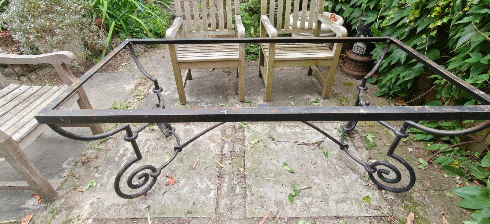 Smeedijzeren tafel onderstel, Ophalen, Gebruikt, Rechthoekig, Metaal