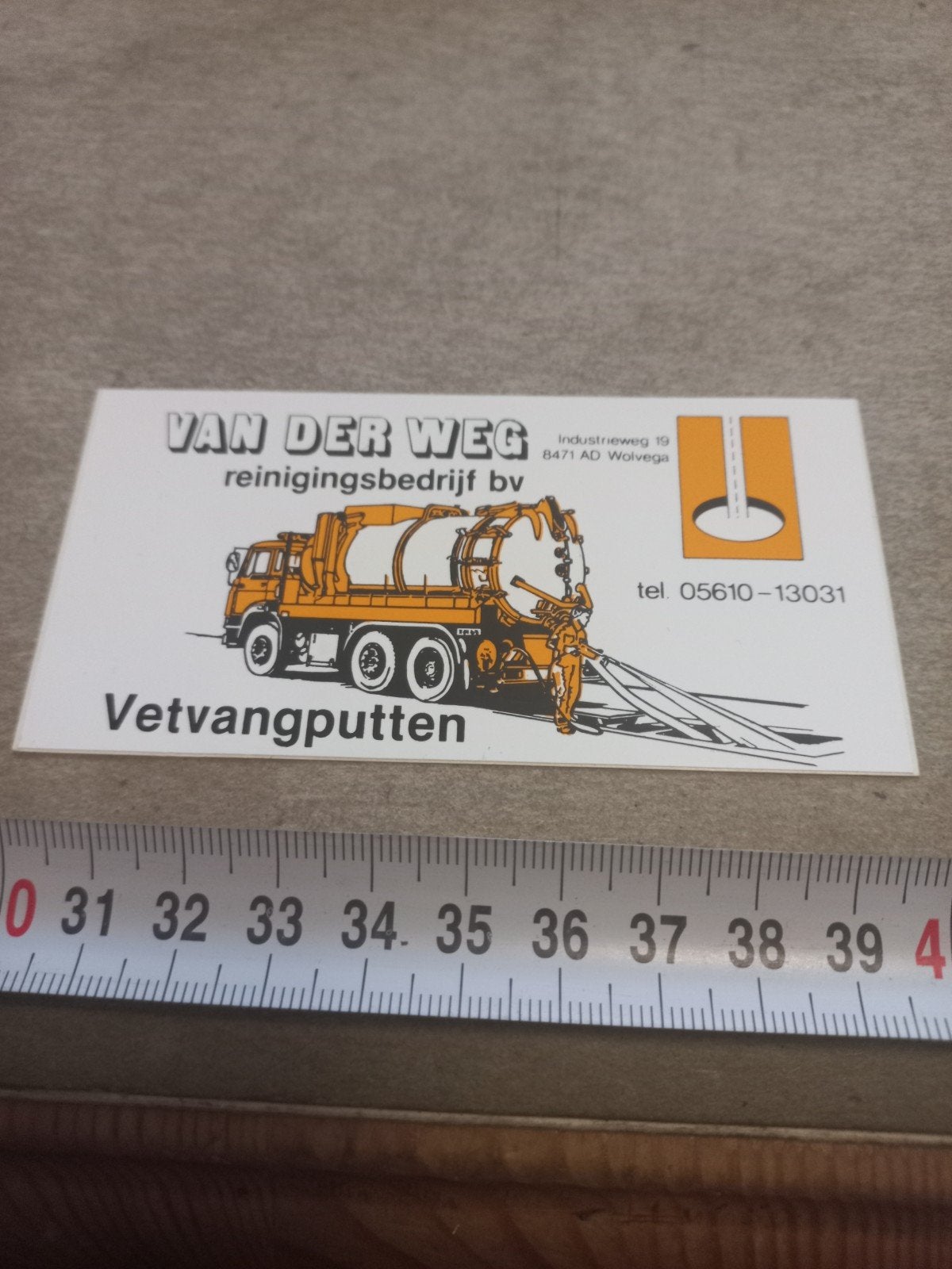 Reclamesticker Van der Weg Reinigingsbedrijf Vetvangputten, Ophalen of Verzenden