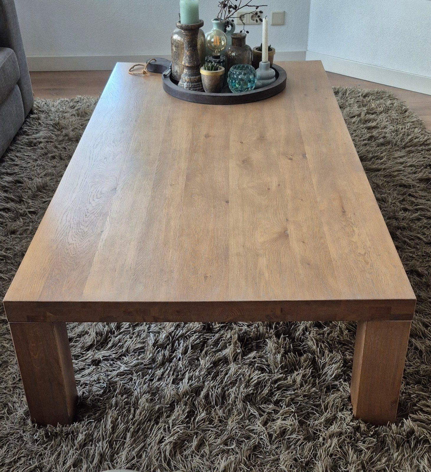 Robuuste eikenhouten salontafel, Huis en Inrichting, Ophalen, Gebruikt, Eikenhout, 50 tot 100 cm