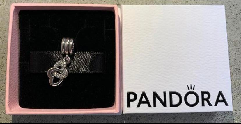 Pandora Verstrengelde Harten hangende bedel, Verzenden, Nieuw, Zilver, Pandora
