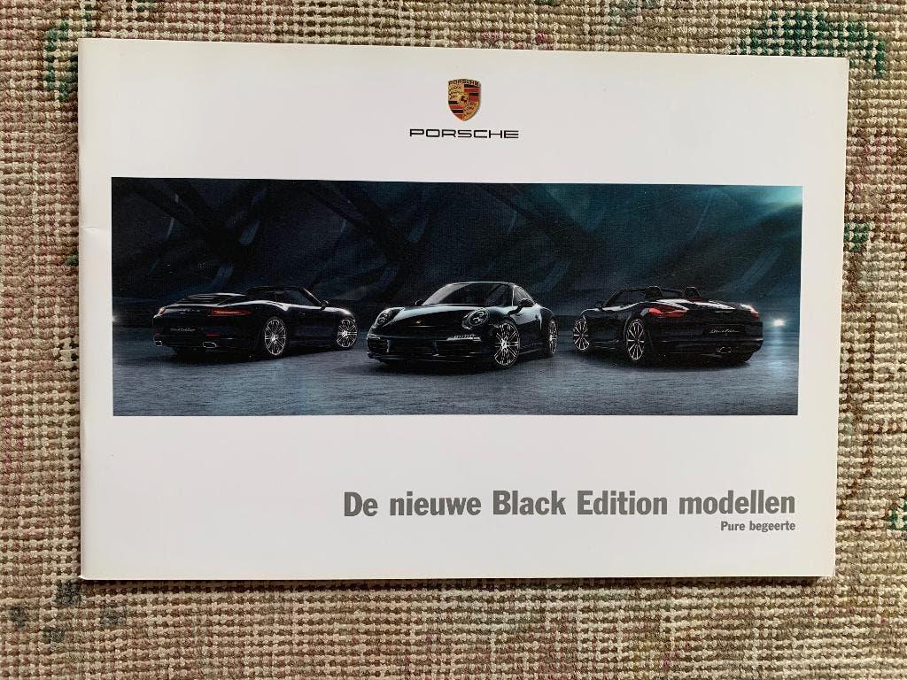 Nederlandse brochure Porsche Black Edition modellen 2015 nie, Porsche, Nieuw, Ophalen of Verzenden, Porsche