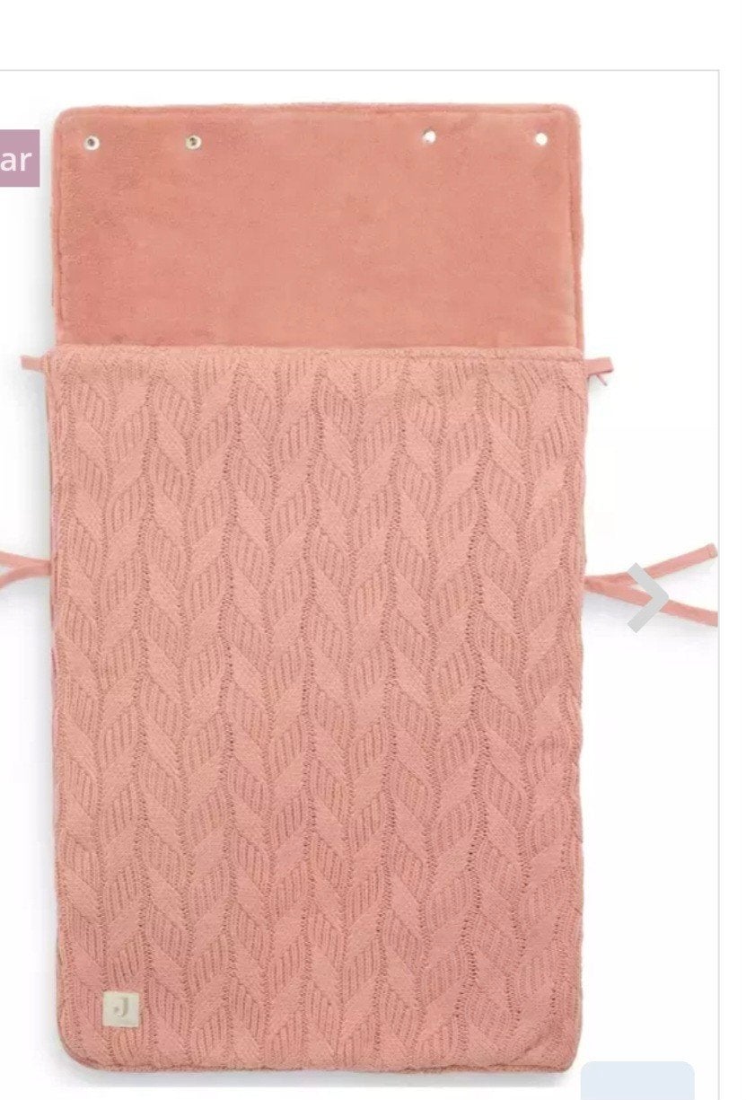 Jollein Voetenzak Gebreid Roze en dekrn (set), Kinderen en Baby's, Dekens, Slaapzakjes en Inbakerproducten, Ophalen, Jollein, Zo goed als nieuw