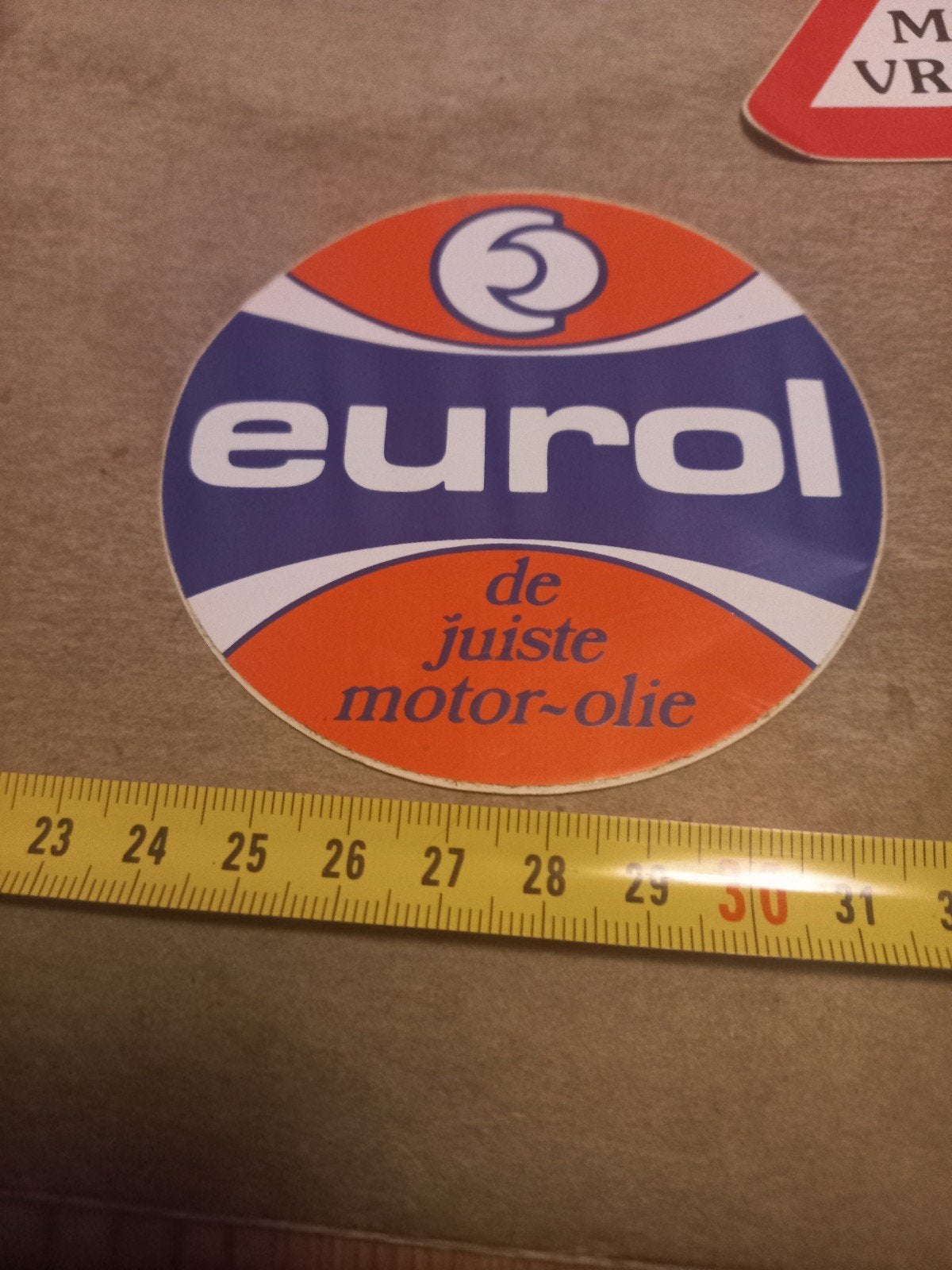 Vintage Eurol Motorolie Sticker - De Juiste Motor-Olie, Ophalen of Verzenden, Gebruikt