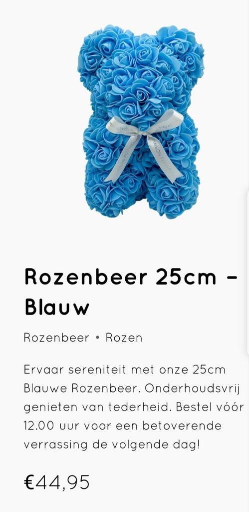 Maison Flowers Teddybeer van Rozen - Blauw, Ophalen of Verzenden, Nieuw, Beer
