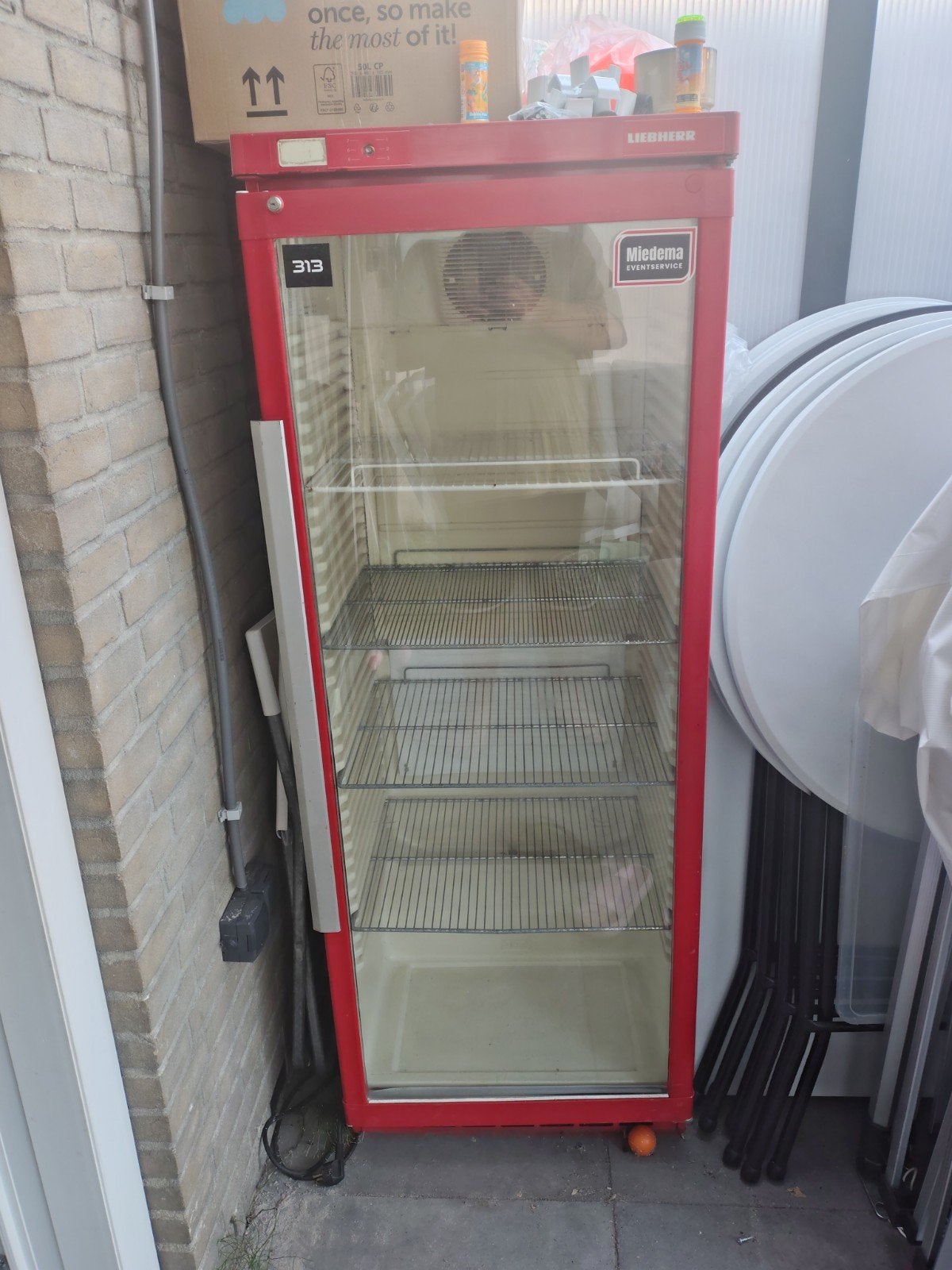 Koelkast met glazen deur, Ophalen, 200 liter of meer, 160 cm of meer, 45 tot 60 cm