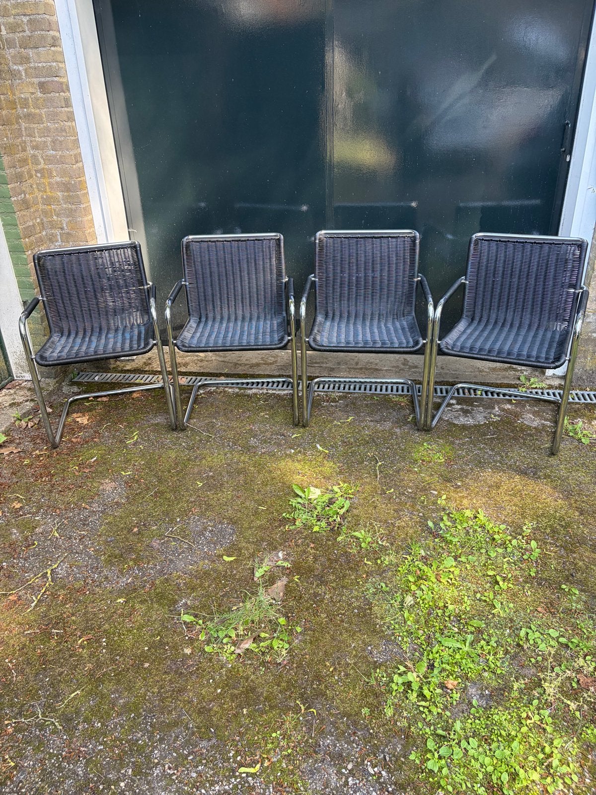 Set van 4 tecta bauhaus stoelen, Huis en Inrichting, Stoelen, Ophalen, Gebruikt, Zwart, Metaal