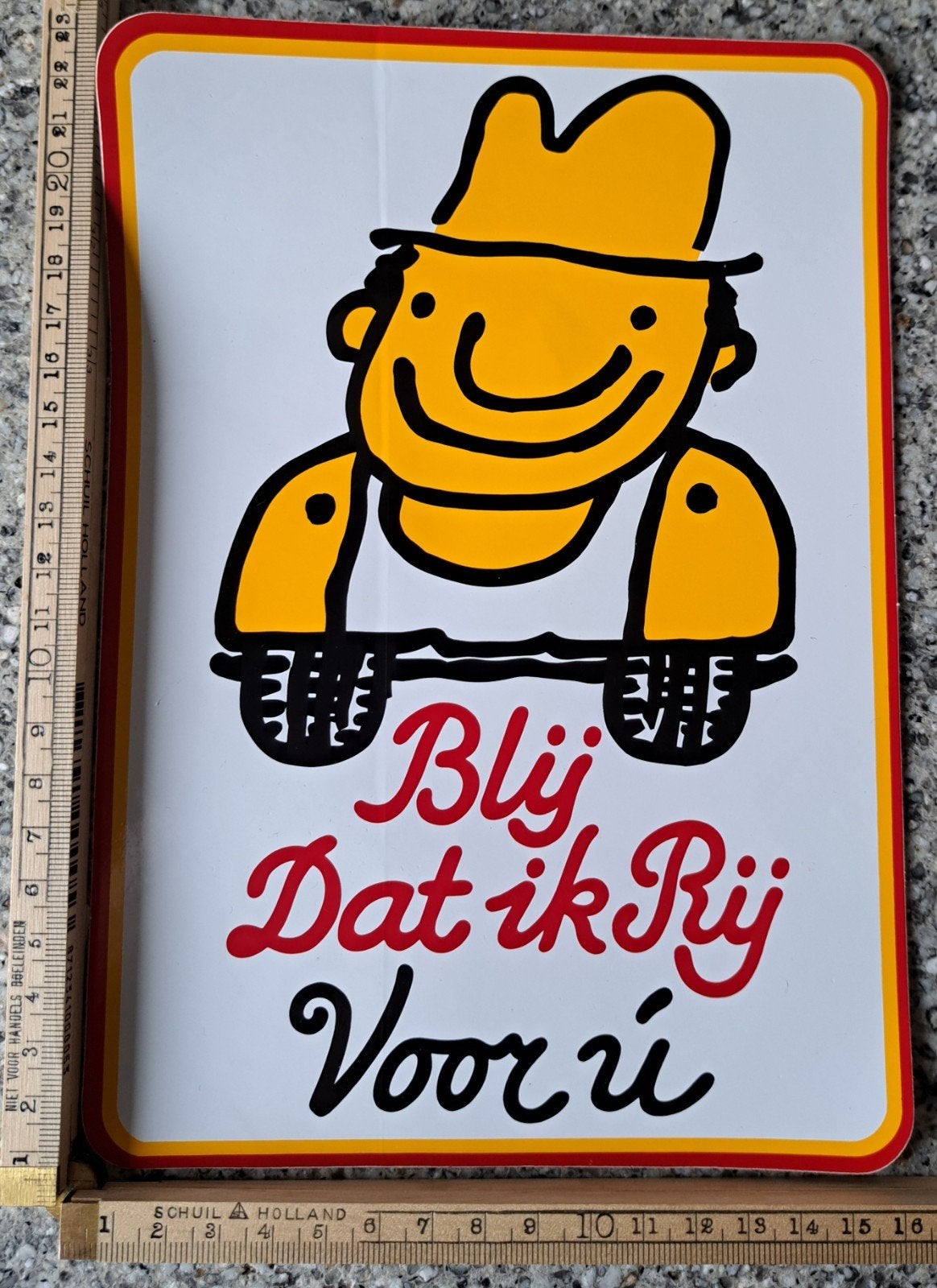 Mega grote vintage sticker Blij dat ik rij voor u propaganda, Ophalen of Verzenden, Zo goed als nieuw
