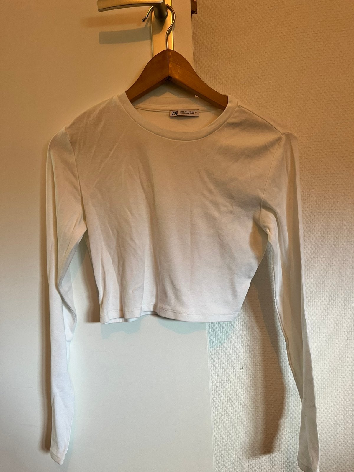 Zara witte cropped longsleeve, maat L, Wit, Maat 42/44 (L), Ophalen of Verzenden, Zo goed als nieuw