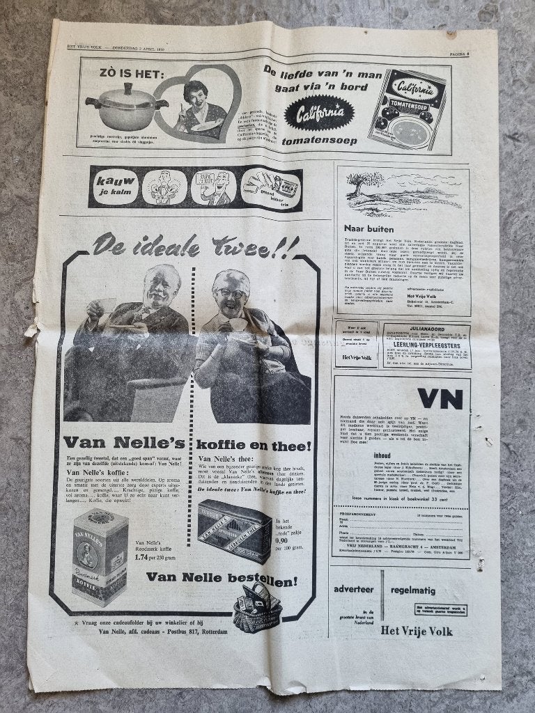 Advertentie Van Nelle's koffie en thee (1959), Ophalen of Verzenden, 1940 tot 1960, Knipsel(s)