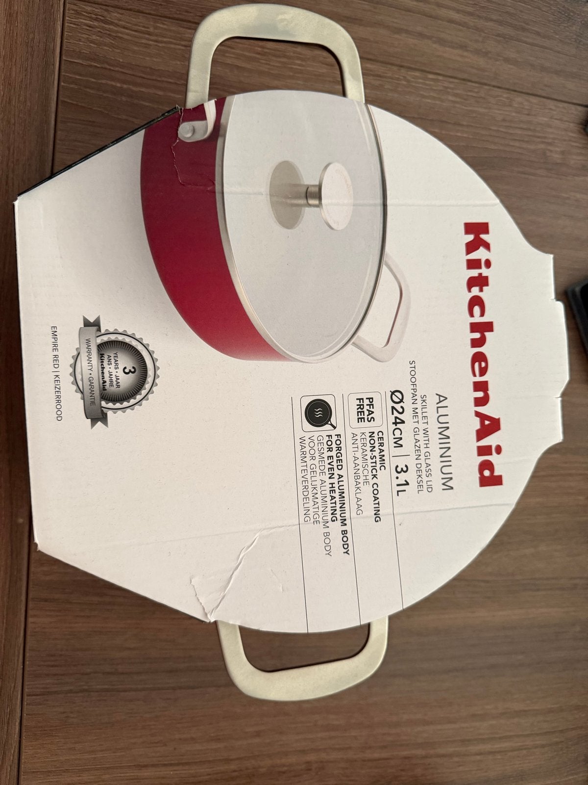 KitchenAid Stoofpan met glazen deksel - Nieuw, Antiaanbaklaag, Braadpan, Verzenden, Nieuw