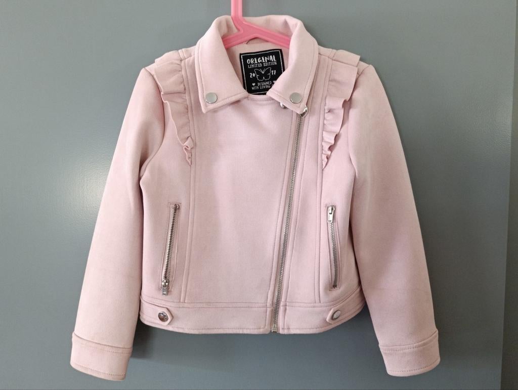 Elegante Suede Meisjes Jas - Licht Roze - Maat 122, Ophalen, Meisje, Zo goed als nieuw, Original