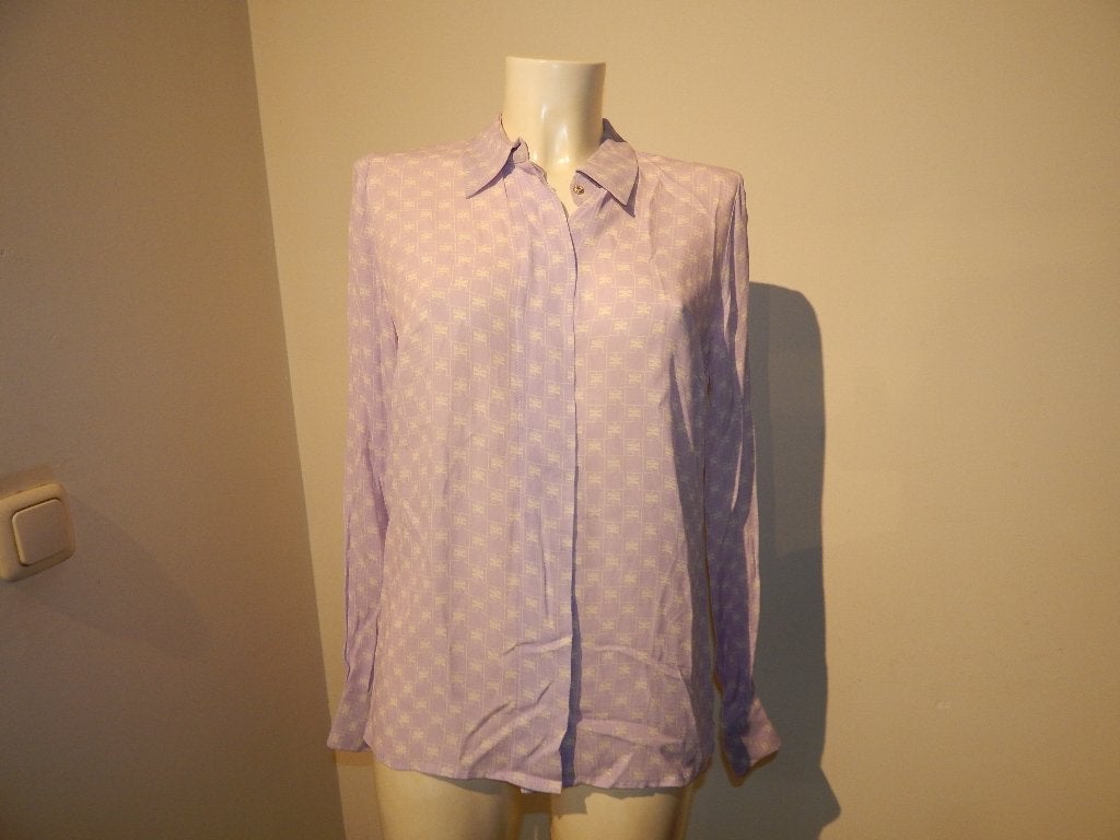 Elisabetta Franchi zijde achtige blouse lila monogram printS