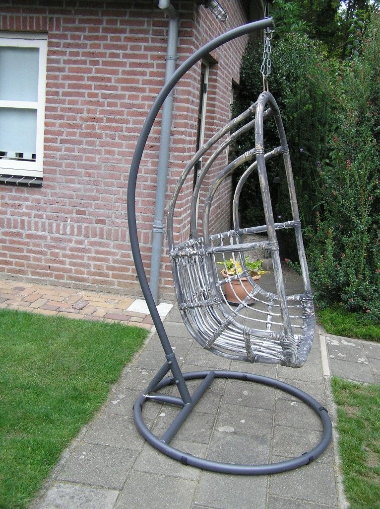Tuin hangstoel  met standaard, Ophalen, Zo goed als nieuw, Rotan, Verstelbaar