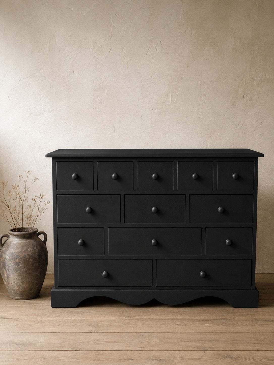 landelijke stoere zwarte kast dressoir halkast, Huis en Inrichting, 100 tot 150 cm, 5 laden of meer, Ophalen of Verzenden, Minder dan 100 cm