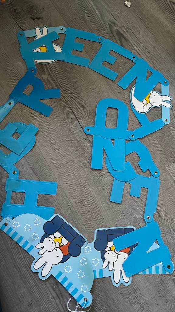 Hoera een jongen slinger Nijntje, Ophalen of Verzenden, Zo goed als nieuw, Versiering, Geboorte of Huwelijk