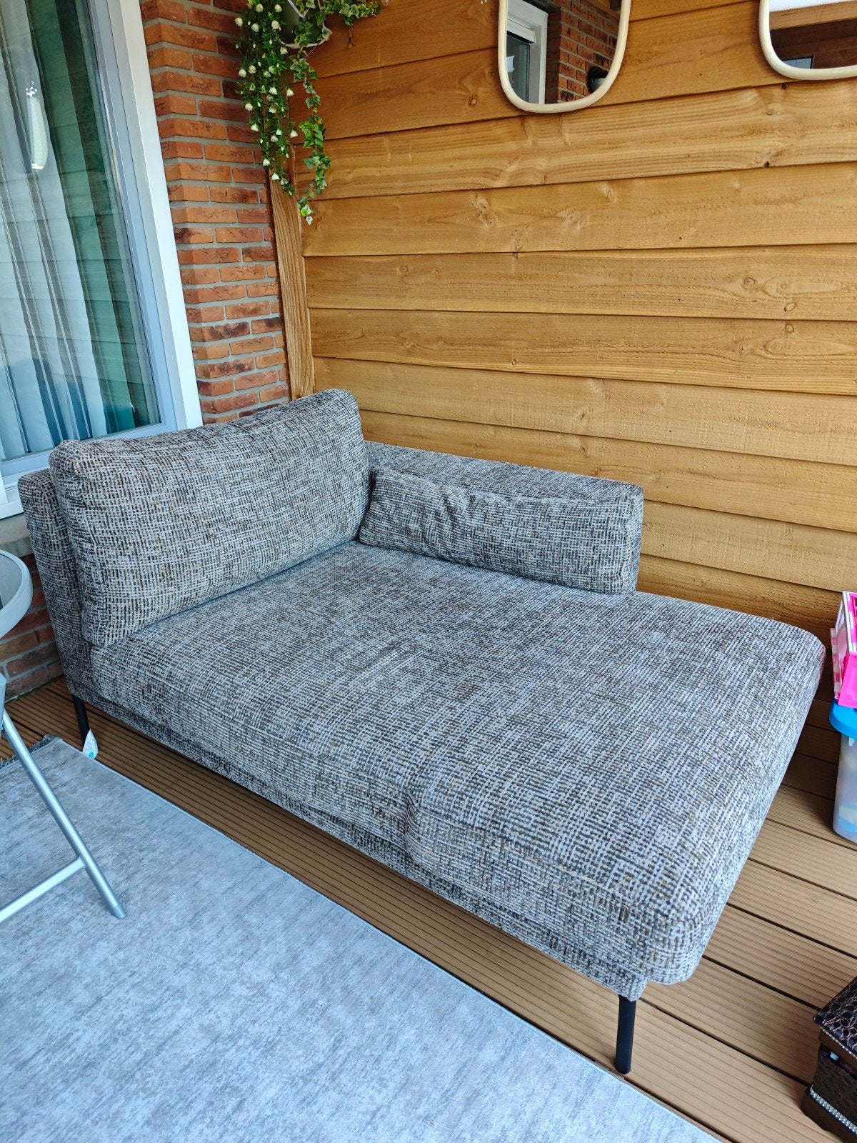 Riviera Maison Bowie Club Chaise Longue Tweed Sepia Bruin, Eenpersoons, Ophalen of Verzenden, 150 cm of meer, Landelijk, Modern, Comfortabel
