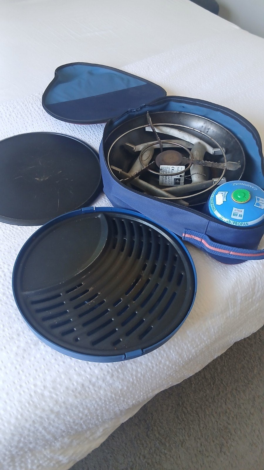 Compact Camping Kooktoestel met Grill en Pan, Ophalen of Verzenden, Gebruikt