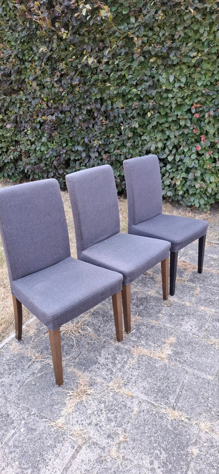 GRATIS 3x IKEA HENRIKSDAL eetkamerstoelen grijs, Huis en Inrichting, Stoelen, Ophalen, Gebruikt, Stof, Grijs