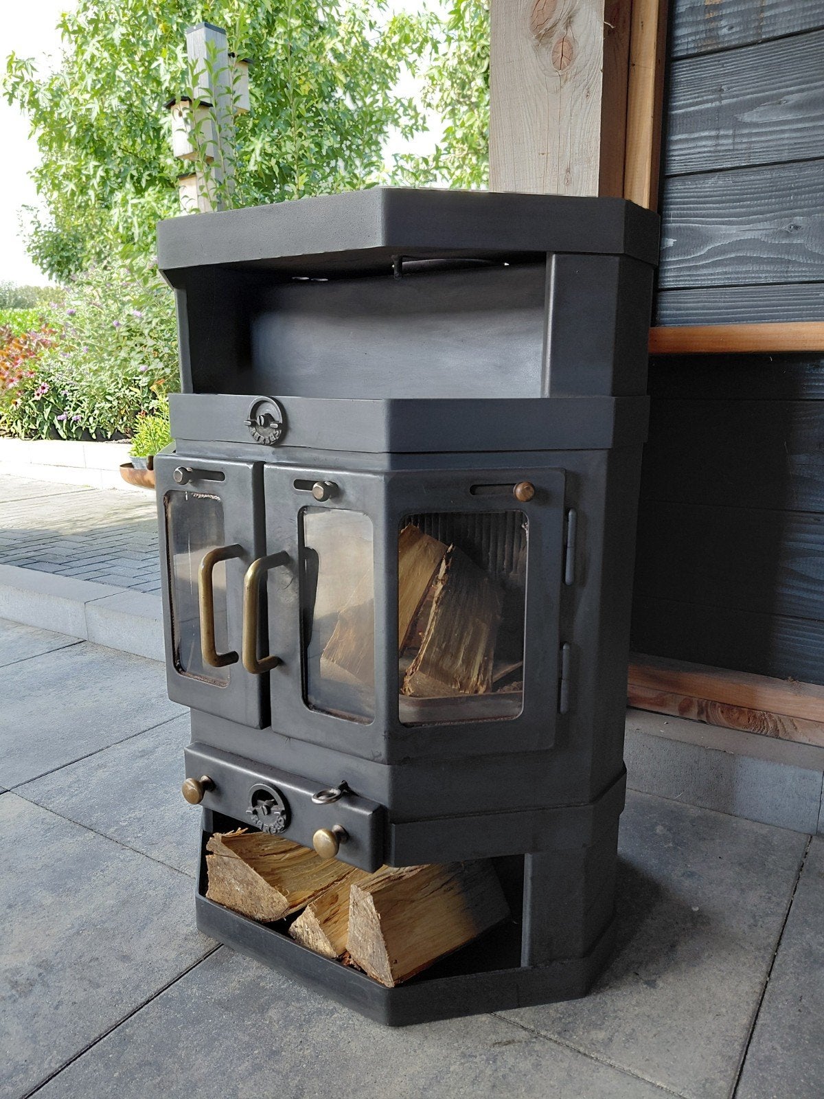 Grote robuuste Barbas Brabant houtkachel – 9 kW, Ophalen, Gebruikt, Vrijstaande haard, Houthaard
